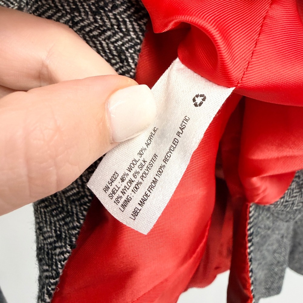 Gap The Academy Blazer Gray Herringbone Wool Silk Blend Red Lining 6 Academia - Picture 5 of 7